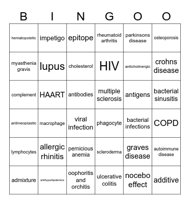 Words of The Day Bingo Card