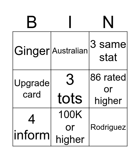 Untitled Bingo Card