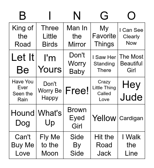 Singo! Music Through the Ages Bingo Card