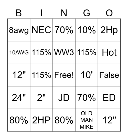 Untitled BingoTrack test Bingo Card