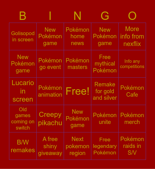 Pokémon Day! Bingo Card