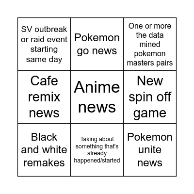 Pokemon day Bingo Card