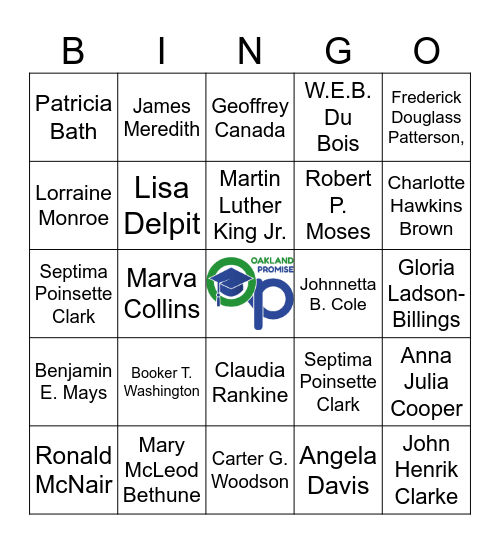 Visionary Black Leaders in Education Bingo Card