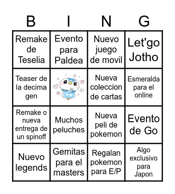 Pokemon day Bingo Card