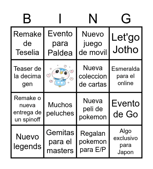 Pokemon day Bingo Card