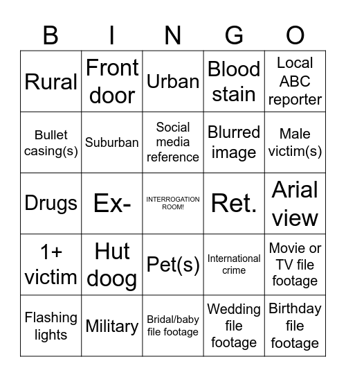 Crime Show Bingo Card