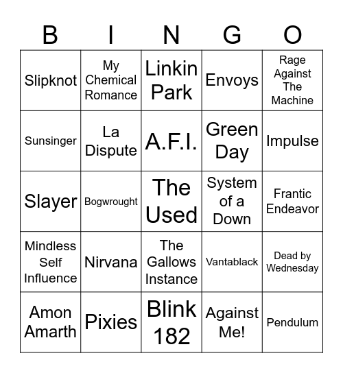 music in common Bingo Card