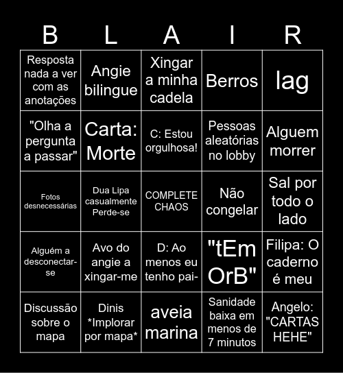 BLAIR BINGO Card