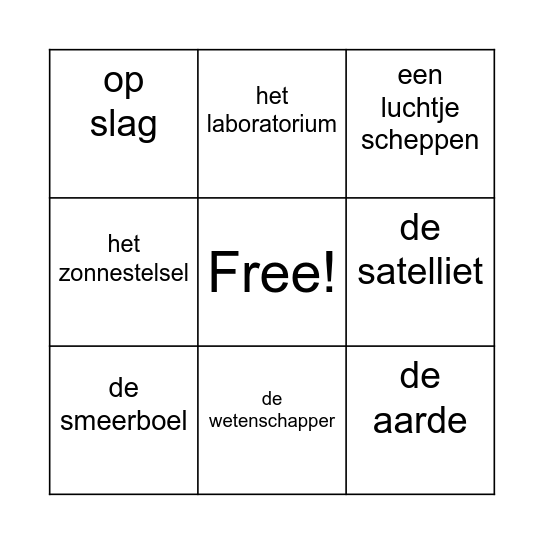 Themawoorden Bingo Card