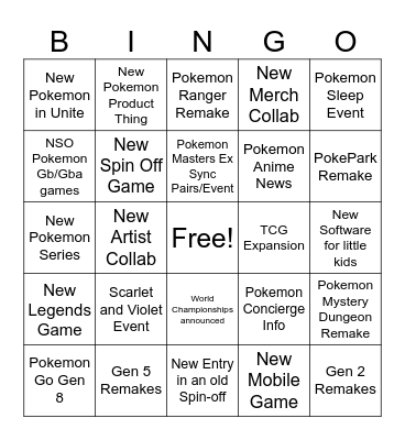 Pokemon Day 2024 Bingo Card