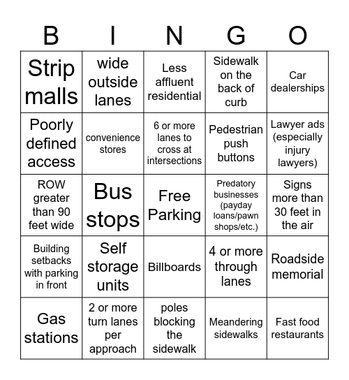 STROAD Bingo Card