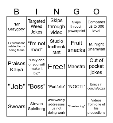 Davey critiques Bingo Card