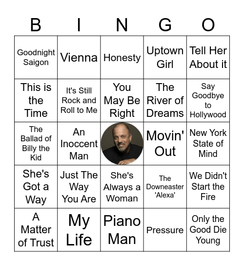 Billy Joel Bingo Card