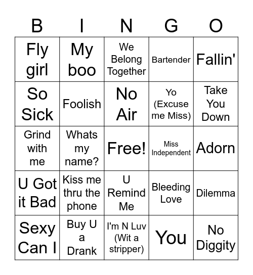 r&b classics 💅 Bingo Card