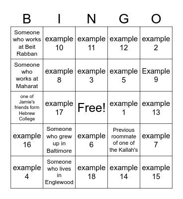Humans of this Wedding Bingo Card