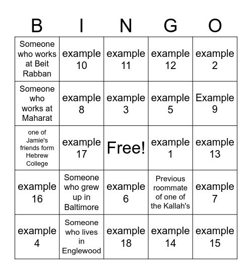 Humans of this Wedding Bingo Card