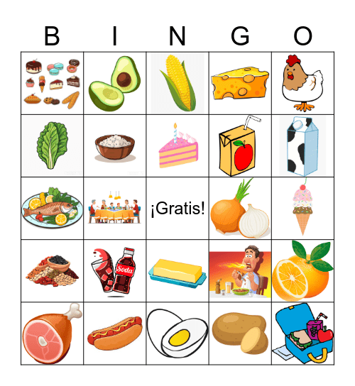 Comida básica Bingo Card
