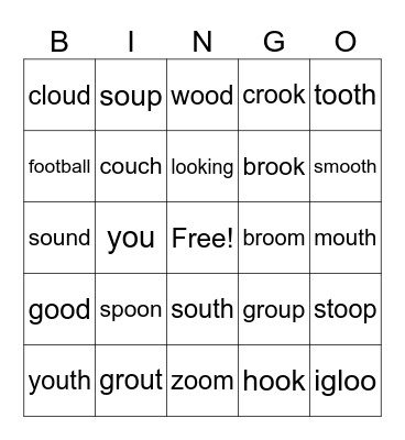 Vowel Team Bingo Card