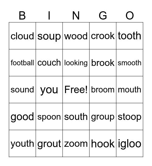Vowel Team Bingo Card