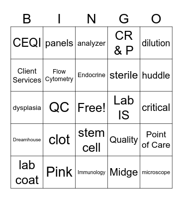 Lab Week Bingo Card