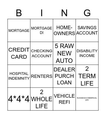 STATE FARM BINGO Card