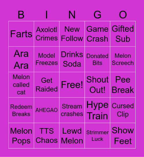 MelonPantsu 2.0 Debut Bingo Card