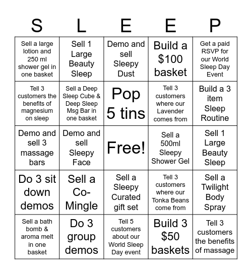Sleep Like A Baby Bingo Card