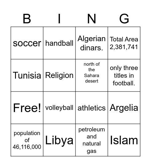 Argelia Bingo Card