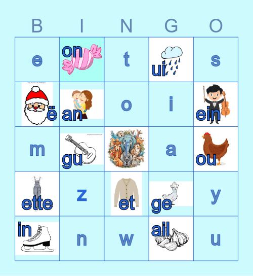 Les lettres et les sons Bingo Card