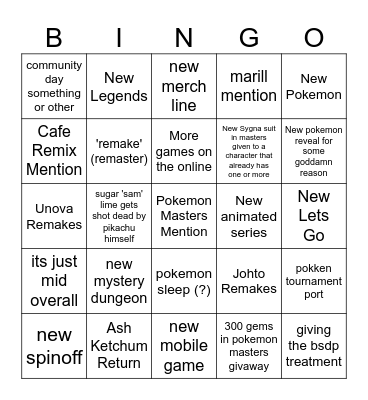pokemon presents yayyyy Bingo Card