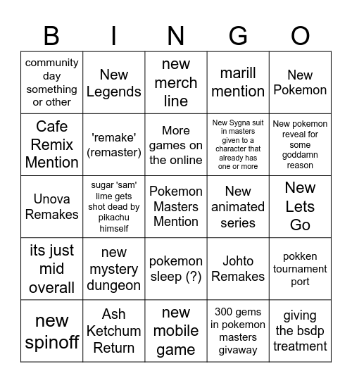 pokemon presents yayyyy Bingo Card