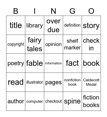 LIBRARY WORDS Bingo Card