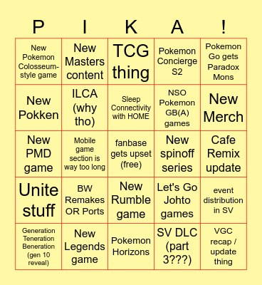pokemon presents 2/27/2024 reveals bingo Card