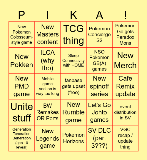 pokemon presents 2/27/2024 reveals bingo Card