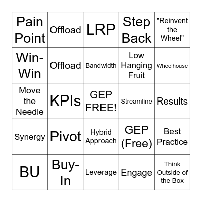 SCM GOALS Bingo Card