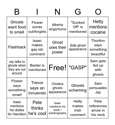 Ghosts (U.S. Version) #1 Bingo Card