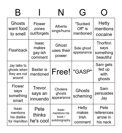 Ghosts (U.S. Version) #1 Bingo Card