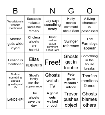 Ghosts (U.S. Version) #2 Bingo Card
