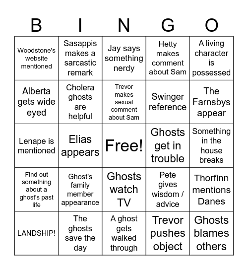 Ghosts (U.S. Version) #2 Bingo Card