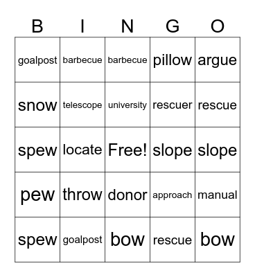 Long o and Long u Bingo Card