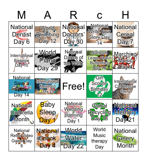 Holidays in March Bingo Card
