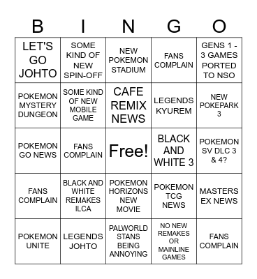 Pokemon Day 2024 Bingo Card