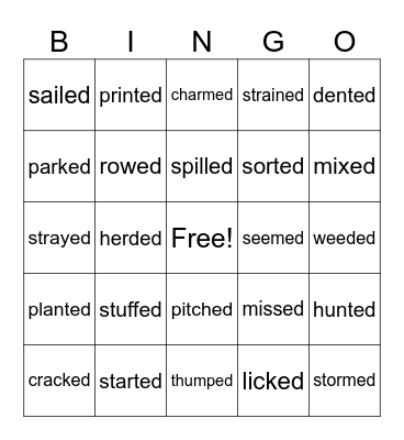 Margaret and Nia 3 sounds of -ed Bingo Card