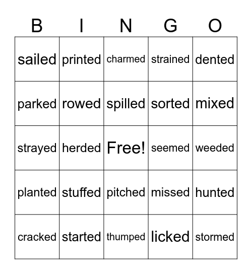 Margaret and Nia 3 sounds of -ed Bingo Card