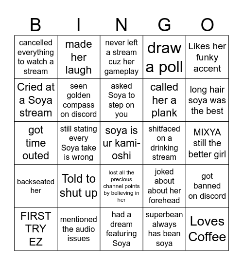 SoyaPO Bingo Card