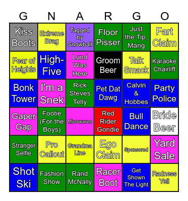 The Game of GNAR-GO Bingo Card