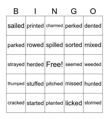 Margaret and Nia 3 sounds of -ed Bingo Card