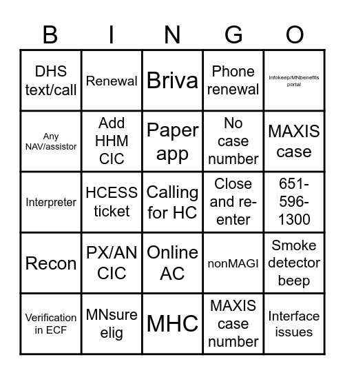 METS Phone Bingo Card