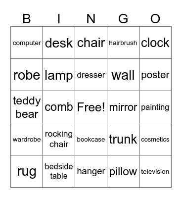 in the bedroom Bingo Card
