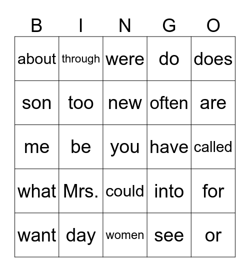 41-47 Bingo Card